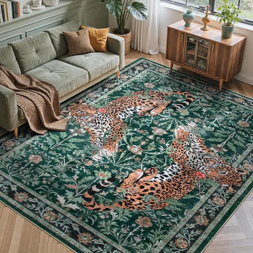 Miniatura 21 de Moynesa Alfombras Lavables de Tigre, Alfombras de Área de Entrada de 3x5, Alfombra Suave Vintage Antideslizante para Sala de Estar, Tapete