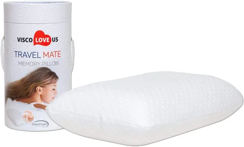 Miniatura 8 de ProComf - Almohada de espuma viscoelástica para viaje y campamento, bebé, niño, adolescente, adulto (blanco nieve con fundas)