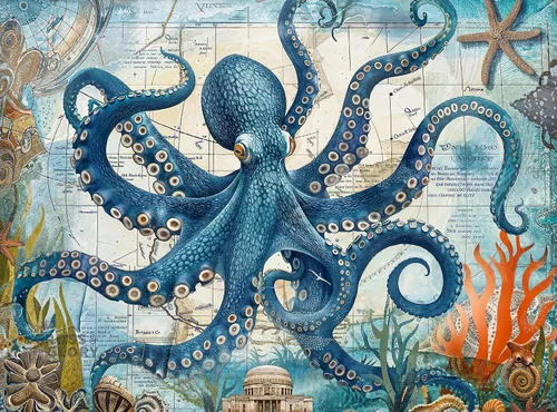 Miniatura 9 de Cross & Glory Rompecabezas de 1000 piezas para adultos Alquimia del pulpo: El Experimento de Lava Rompecabezas de arte marino oceánico