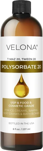 Polysorbate 80 de velona - 8 onzas líquidas | Solubilizante, grado alimenticio y cosmético | Todo natural para cocinar, cuidado de la piel y bombas