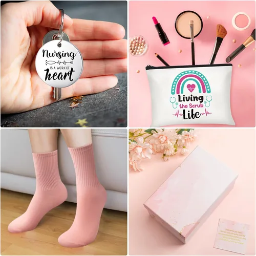 Miniatura 4 de Hsei 6 piezas de regalos de agradecimiento para enfermeras para mujeres, regalos de Navidad para enfermeras, incluye vidrio de 16 onzas, llavero