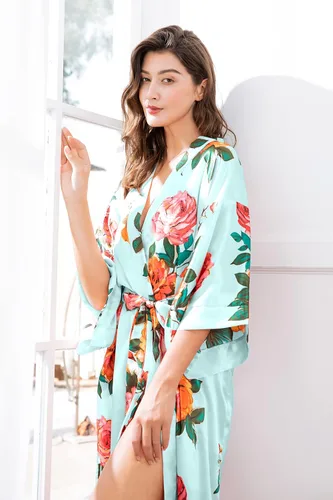 Miniatura 5 de BABEYOND Kimono largo floral dama de honor boda despedida de soltera 53 pulgadas