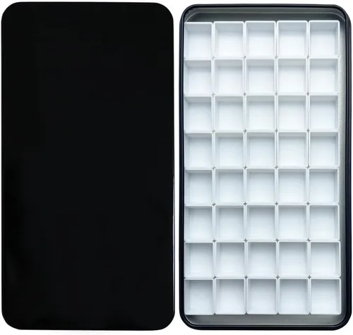 Miniatura 40 de Estuche de lata de paleta de acuarela con 40 piezas de sartenes vacías de plástico blanco con cuadrados magnéticos para transportar - Paleta