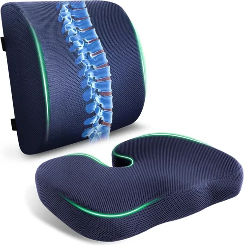 Miniatura 8 de Almohada de apoyo lumbar para silla de oficina y coche, respaldo para silla de oficina, cojín trasero de espuma viscoelástica color carbón