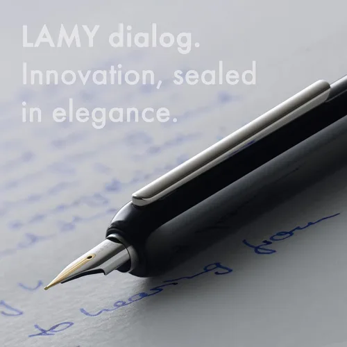 Miniatura 7 de Lamy diálogo negro – pluma estilográfica sin tapa con mecanismo de giro – Pluma de oro de 14 kt, parcialmente chapado en platino & en tamaño EF