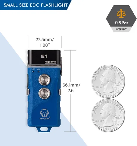 Miniatura 4 de RovyVon Angel Eyes E1 Mini linterna EDC de 700 lúmenes, llavero recargable, fuente de alimentación de doble batería con batería USB-C y AAA