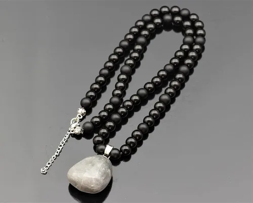 Miniatura 44 de Colgante de turmalina cruda natural, Collar de cuentas de ónix negro genuino, Collar de piedra negra, Collar de piedras preciosas, Cuentas de 0.315
