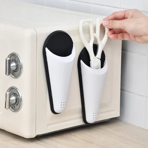 Miniatura 2 de Soporte de tijera con absorción magnética y diseño de agujeros de drenaje, caja de almacenamiento de tijeras para refrigerador desmontable