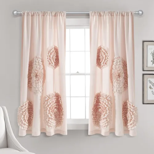Lush Decor Serena Panel de Cortina para Ventana con Filtro de Luz, Individual, 54" W x 63" L, Blush - Cortinas - Cortinas Florales para Dormitorio -