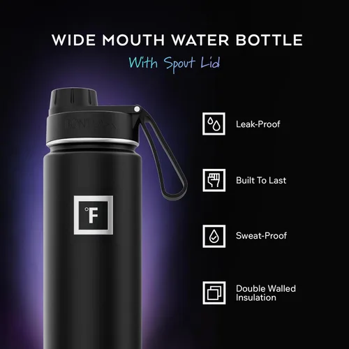 Miniatura 2 de IRON °FLASK Frasco de hidratación para acampar y senderismo con boquilla, botella de agua deportiva de acero inoxidable con aislamiento de boca