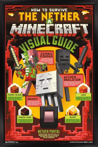 Miniatura 8 de Trends International Minecraft - Póster de The Nether Wall, 14.725 x 22.375 pulgadas, versión enmarcada de madera de granero