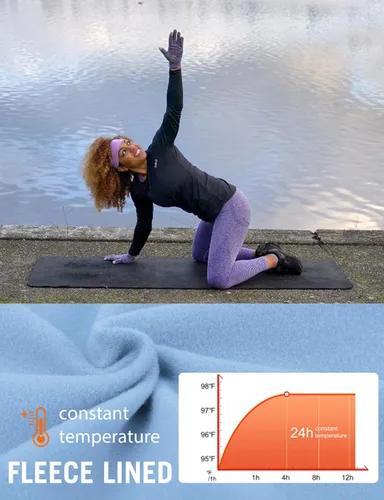 Miniatura 4 de BALEAF Camiseta térmica de forro polar para mujer, manga larga, con agujeros para los pulgares, bolsillo con cremallera para clima frío