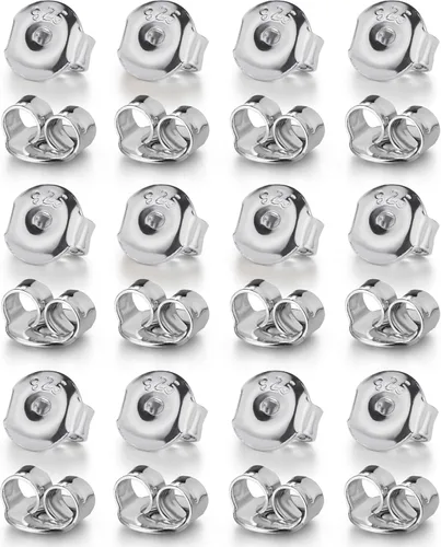 Miniatura 10 de 12 piezas de repuesto para aretes de plata de ley 925, hipoalergénicos, seguros y con cierre de oreja para tachuelas, color dorado
