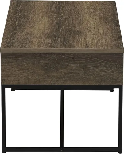 Miniatura 5 de Household Essentials Mesa de centro de grano Ashwood con base de hierro negro