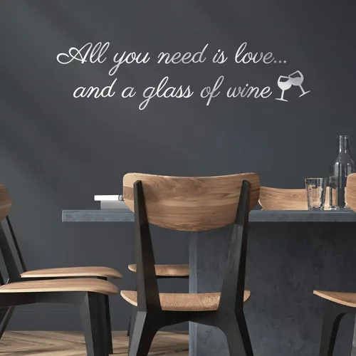 Miniatura 2 de Vinilo decorativo para pared, diseño de texto en inglés «All You Need is Love and A Glass of Win», 7.9 x 30 pulgadas, para adultos, humor, beber