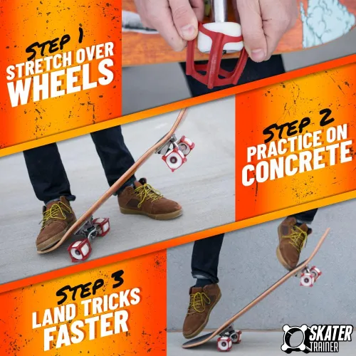 Miniatura 4 de SkaterTrainers- Skateboard Tricks Fast No Experience Needed- Fun, Safe, and Easy- Ollies, Kickflips and More- All Ages- Accessories Make Great Rojo