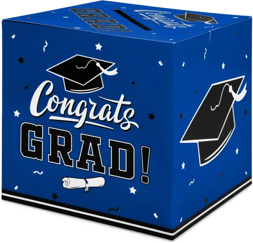 Gatherfun Decoraciones de Graduación 2026 Caja de Graduación Caja de Tarjetas de Graduación para Regalo de Graduación Favores de Fiesta de Azul