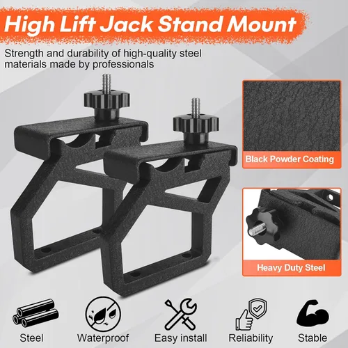 Miniatura 2 de Soportes de montaje para capó de gato de alta elevación compatibles con Jeep Jack Mount JK 2007-2018, soporte de montaje de gato todoterreno Hi Lift