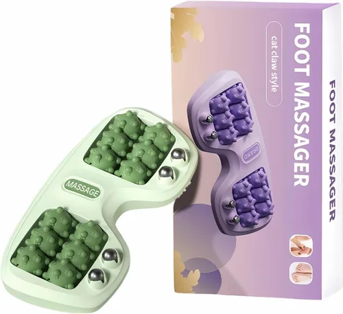 Masaje de rodillo de pie para fascitis plantar, terapia portátil de rodillos para pies para circulación y alivio del dolor, reflexología y Verde