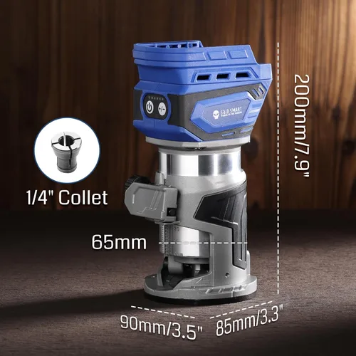 Miniatura 4 de SainSmart Enrutador de madera inalámbrico, compacto para batería MAK de 18 V, enrutador recortador sin escobillas con 5 velocidades variables