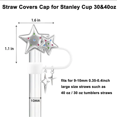 Miniatura 2 de 4 piezas de fundas de popote de silicona para Stanley Cup Star para Stanley Cup 30 y 40 onzas, cubierta de popote Stanley para vasos, accesorios