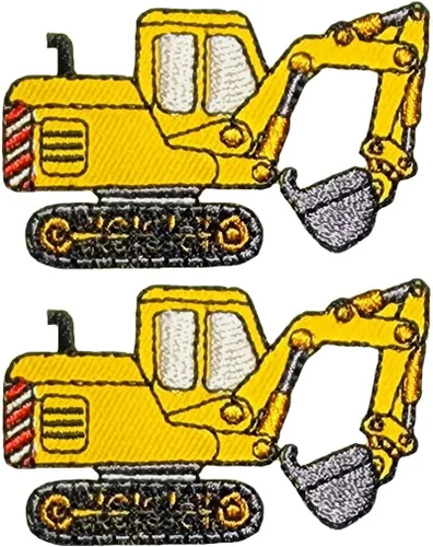 Juego de 2 piezas de minicargadora de camiones pesados, retroexcavadora, excavadora, disfraz de dibujos animados, insignia de letrero para niños,