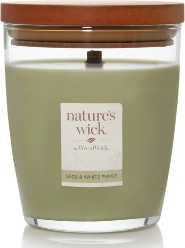 Miniatura 12 de Velas WoodWick Nature's Wick con aroma a canela y manzana, 283,5 g con tapa de madera, crepita al quemarse, otoño
