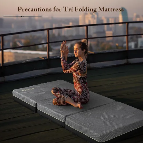 Miniatura 4 de GEMBED Colchón Tri Folding Tamaño Twin - Colchón de Espuma Viscoelástica Tri-fold, Asa y Parte Inferior Antideslizante, Sofá Cama Plegable Portátil