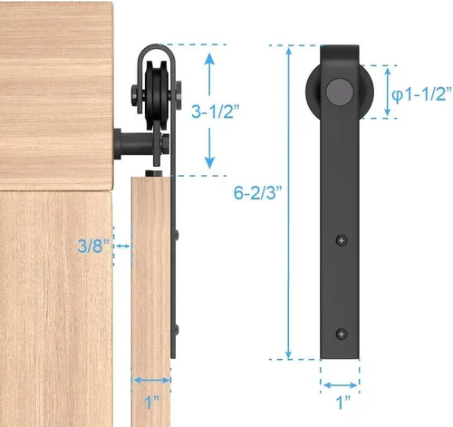 Miniatura 6 de ZEKOO - Kit de herrajes para puerta corrediza estilo granero de 7 pies, tamaño súper mini, para puertas de armario doble, kit de pista de herrajes