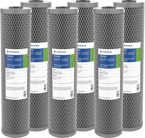 Pentair Pentek NCP-20BB Big Blue Filtro de Agua de Carbón, 20 Pulgadas, Cartucho de Filtro Plisado Impregnado de Carbón Sin Celulosa para Toda la