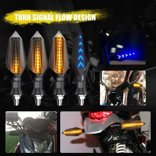 Miniatura 6 de Luces indicadoras universales de señal de giro para motocicleta, 2 unidades, flecha fluida roja, azul, DRL, luces de circulación diurna