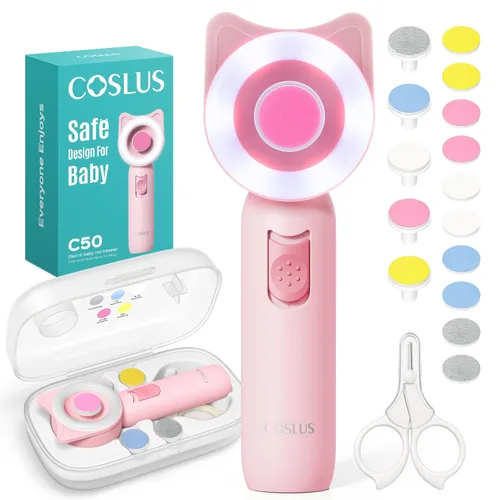 Miniatura 9 de COSLUS Lima de uñas para bebé, cortadora de uñas eléctrica para bebé, cortaúñas para bebé, suave, silenciosa con luz de 360°, segura para el lijado