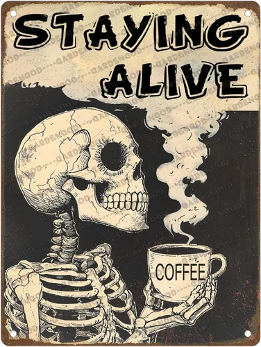 Miniatura 15 de Cartel de café con texto en inglés «Because Murder Is Wrong», póster metálico de 16 x 12 pulgadas CAFÉ CAT 3