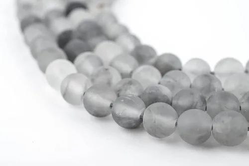 Miniatura 44 de The Bead Chest Cuentas de Jade Blanco Mate Redondas (8mm): Piedra Preciosa Orgánica Redonda Esférica de Energía con Poder de Sanación para Hacer