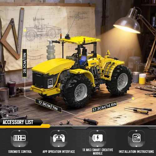 Miniatura 3 de Mould King 17081 Juego de construcción de técnica de tractor, auto de juguete 4x4, juguetes de vehículos de construcción de tractor articuado