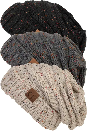 Miniatura 109 de Funky Junque Gorro de moda de punto trenzado de talla extragrande, grueso, abrigado, suave y holgado