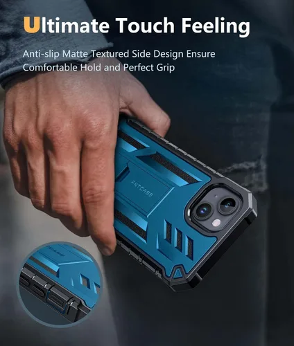 Miniatura 7 de FNTCASE Funda para iPhone 15 Plus: para iPhone 14 Plus, funda resistente de grado militar para teléfono celular con soporte, protección de TPU a