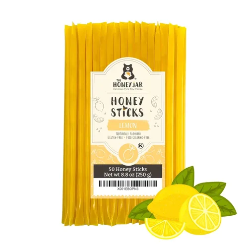 Miniatura 40 de The Honey Jar Palitos de miel lisos, pajitas de miel pura para el té, café o un placer saludable, una cucharadita de miel saborizada por barra