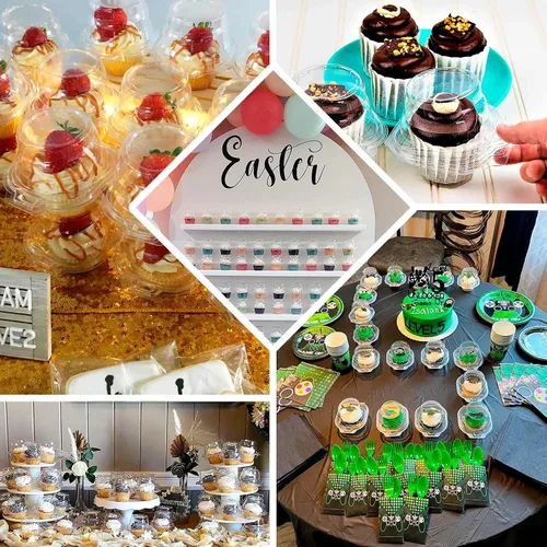 Miniatura 5 de Efavormart - Paquete de 25 cajas individuales de plástico transparente para cupcakes de 4 pulgadas con tapa de cúpula, contenedores desechables