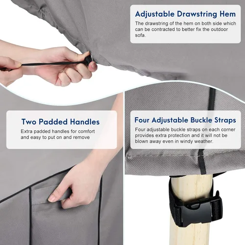 Miniatura 5 de Funda impermeable para sofá de patio, tela Oxford 600D resistente con protección UV y rejillas de ventilación, se adapta a 52 pulgadas de ancho x 35