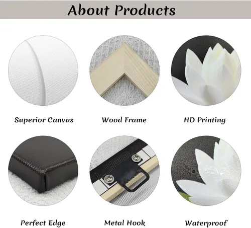 Miniatura 6 de CXHOSTENT Lienzo decorativo de flor de loto para pared, cuadros zen, decoración de pared, pintura floral rosa, meditación, espíritu, baño, yoga