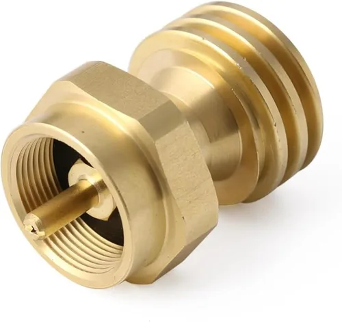 Volcano Grills Adaptador de válvula de propano de latón para tanque LP desechable de 1 libra, conector compacto para parrilla al aire libre y estufa