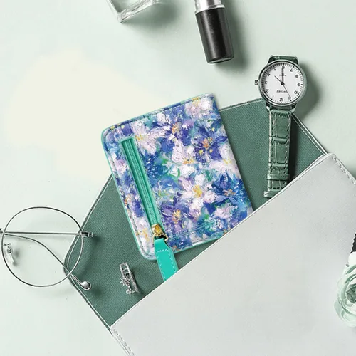 Miniatura 6 de Cartera pequeña con bloqueo RFID para mujer, con bolsillo plegable y compacto, lindo soporte para tarjetas de crédito, ranura para monedas, monedero
