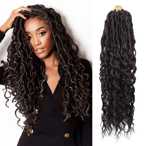 Miniatura 64 de Cabello de ganchillo para mujeres negras Goddess Locs de 14 pulgadas 8 paquetes 613 Locs falsos suaves preenganchados trenzas de ganchillo cabello