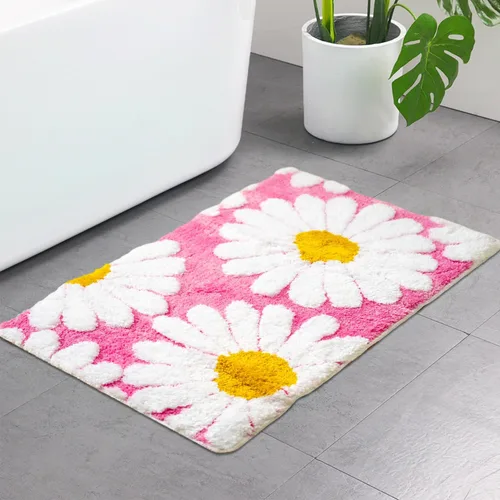 Miniatura 8 de Alfombra de baño de flores negras, alfombra de baño floral, bonita alfombra de baño de plantas, tapetes de baño de microfibra lavables para baño