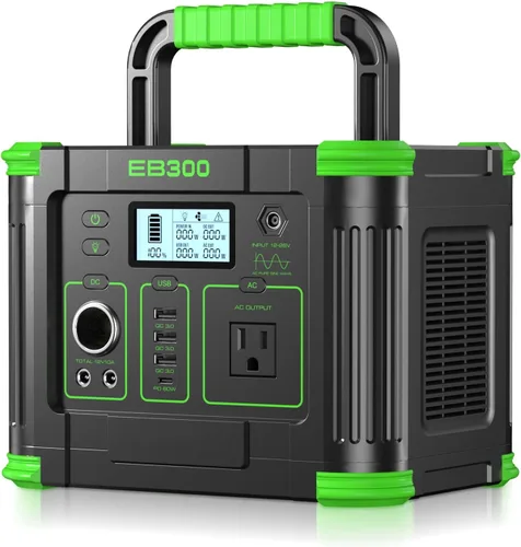 GRECELL- Central eléctrica portátil 300 W, generador solar 288 Wh c/salida USB-C PD 60 W, salida CA de onda sinusoidal pura 110 V, batería de litio