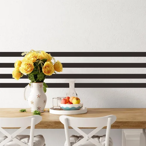 Miniatura 9 de Calcomanías de pared de líneas geométricas, calcomanías de pared de vinilo negro, calcomanías modernas para pared, calcomanías extraíbles