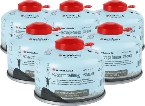Miniatura 12 de Hotdevil Recipiente de combustible de isobutano de 100 gramos para estufa de camping Recipiente de combustible de butano y propano para camping