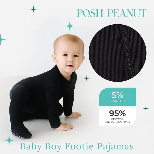 Miniatura 2 de Posh Peanut Pijama con pies para bebé, viscosa suave hecha de bambú con cremallera de 2 vías y mamelucos