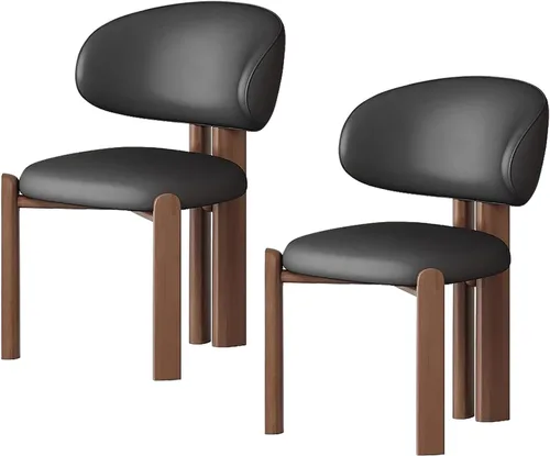 Miniatura 13 de Juego de 2 sillas de comedor tapizadas modernas, diseño cómodo con respaldo curvado para cocina, sala de estar, dormitorio u oficina